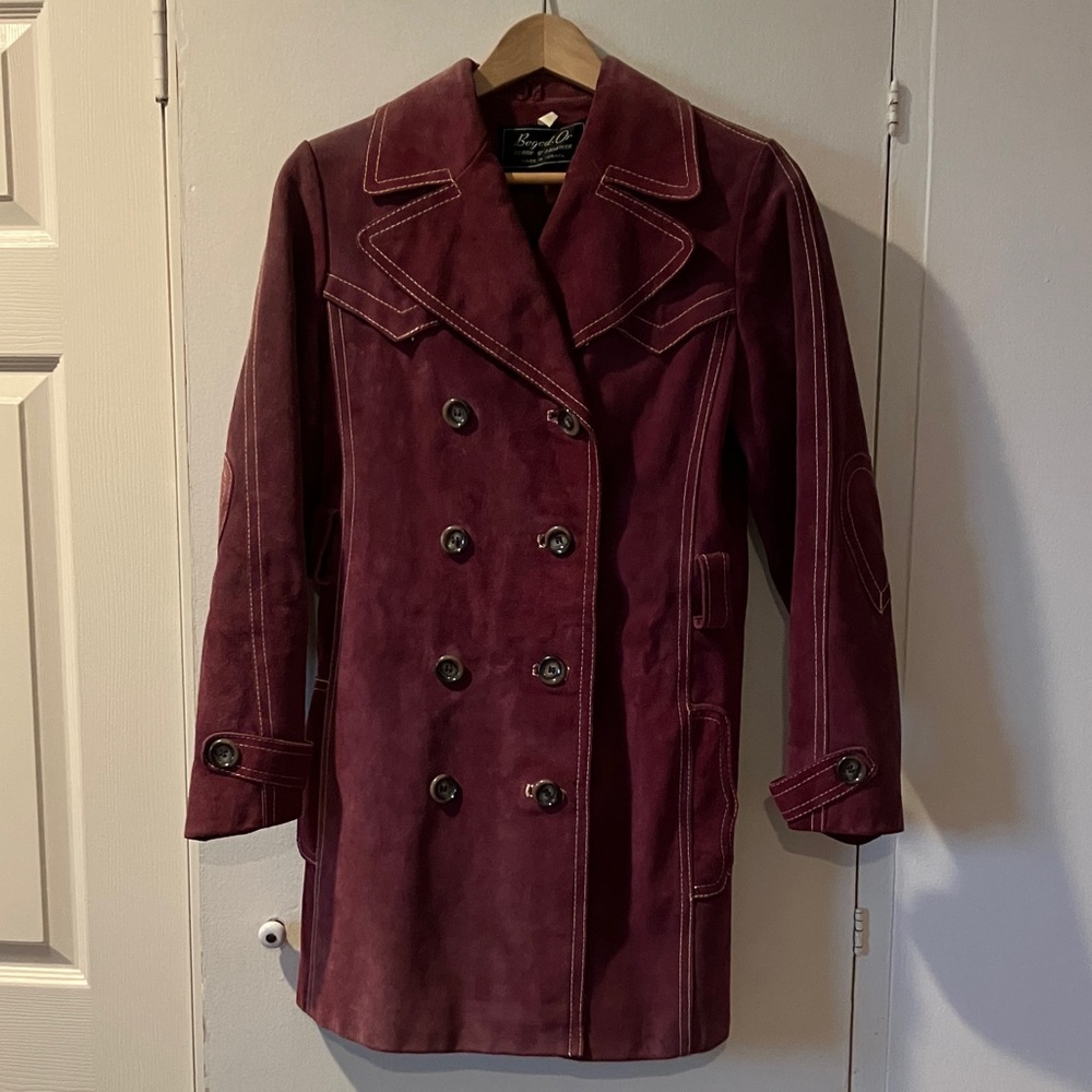 Purple Suede Leather Coat